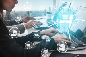 Shopping online and Internet money technology