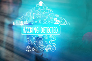 Writing note showing Hacking Detected. Business photo showcasing activities that seek to compromise affairs are exposed.